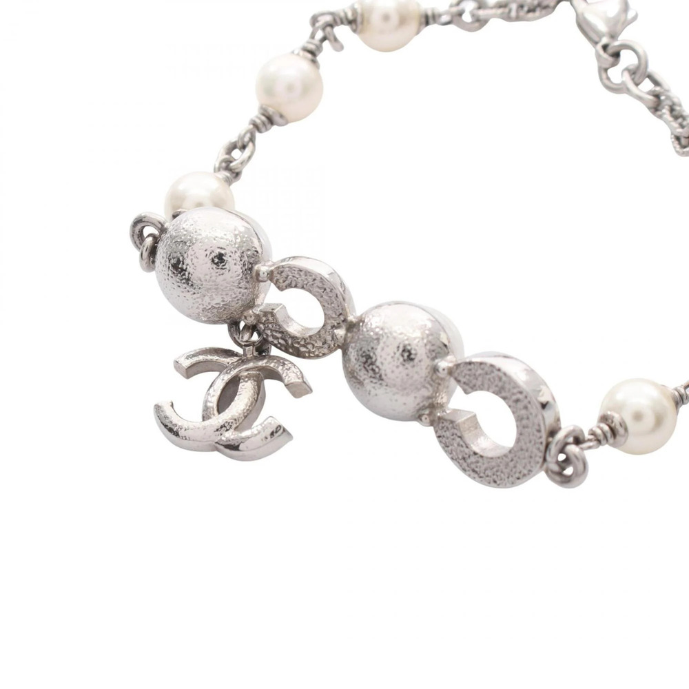 CHANEL White Pearl Logo Charm Bracelet - Picture 3 of 9